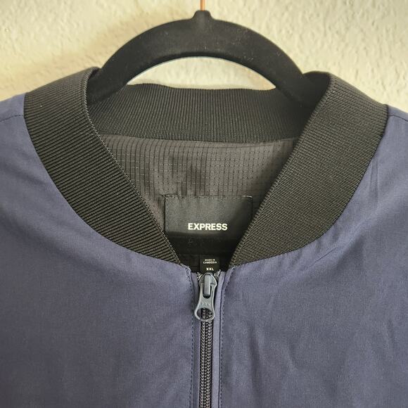 Express Men's Size XXL Bomber Jacket Navy Blue Brand New with Tags - Picture 3 of 5